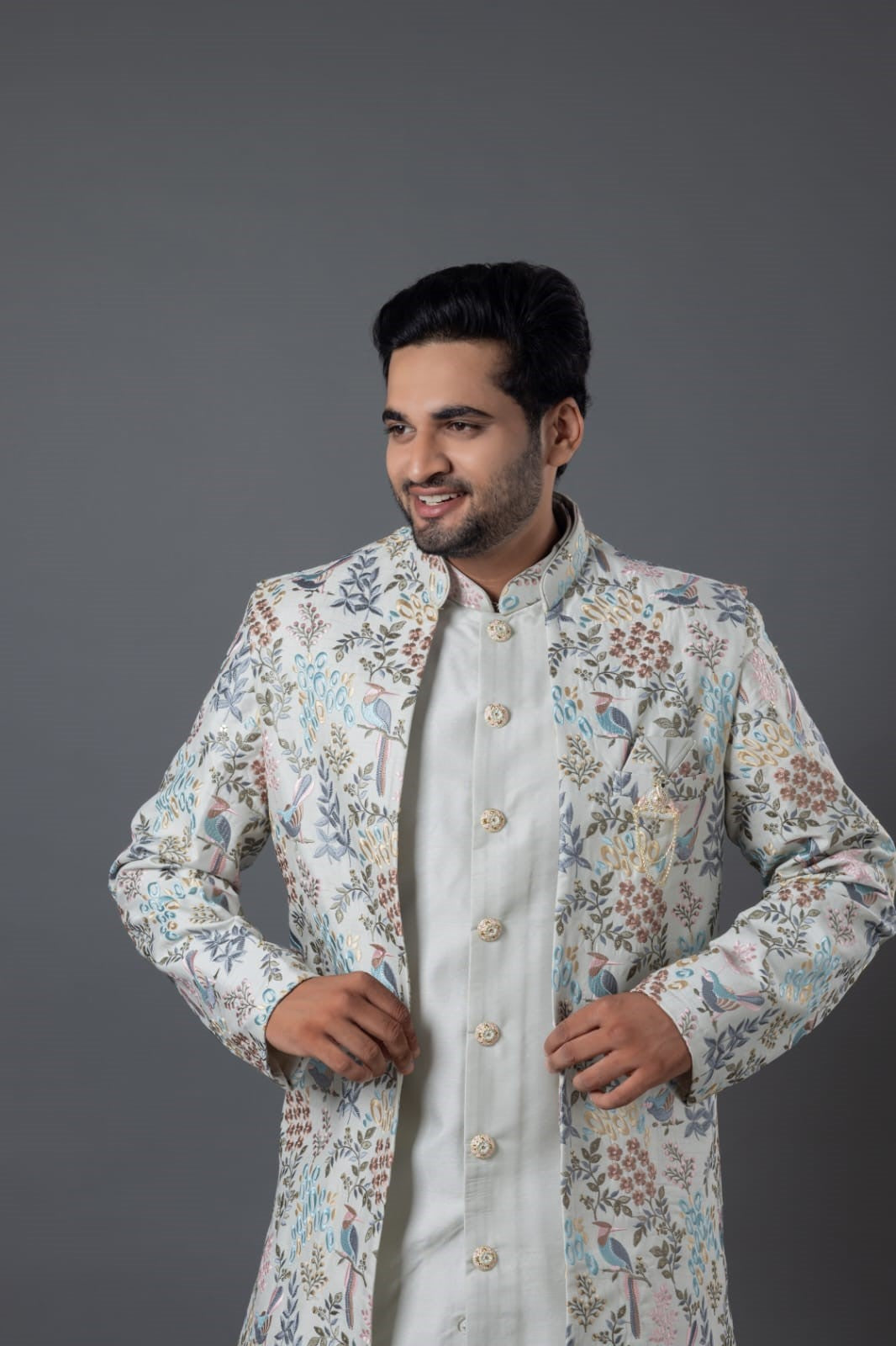 "Pistachio Reverie" Long Koti Indo – A Tapestry of Tradition